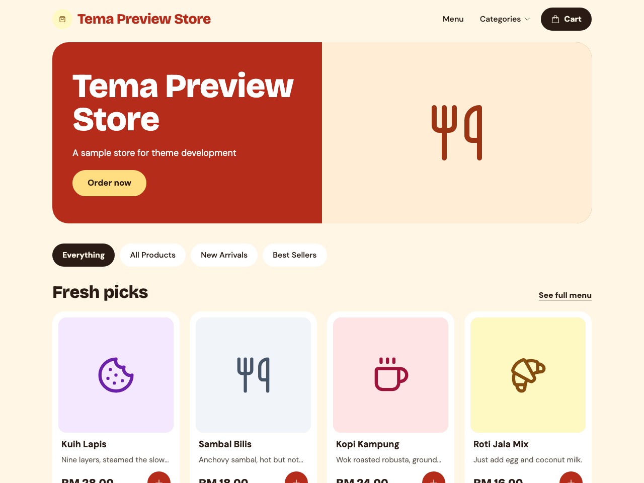The Dapur storefront template