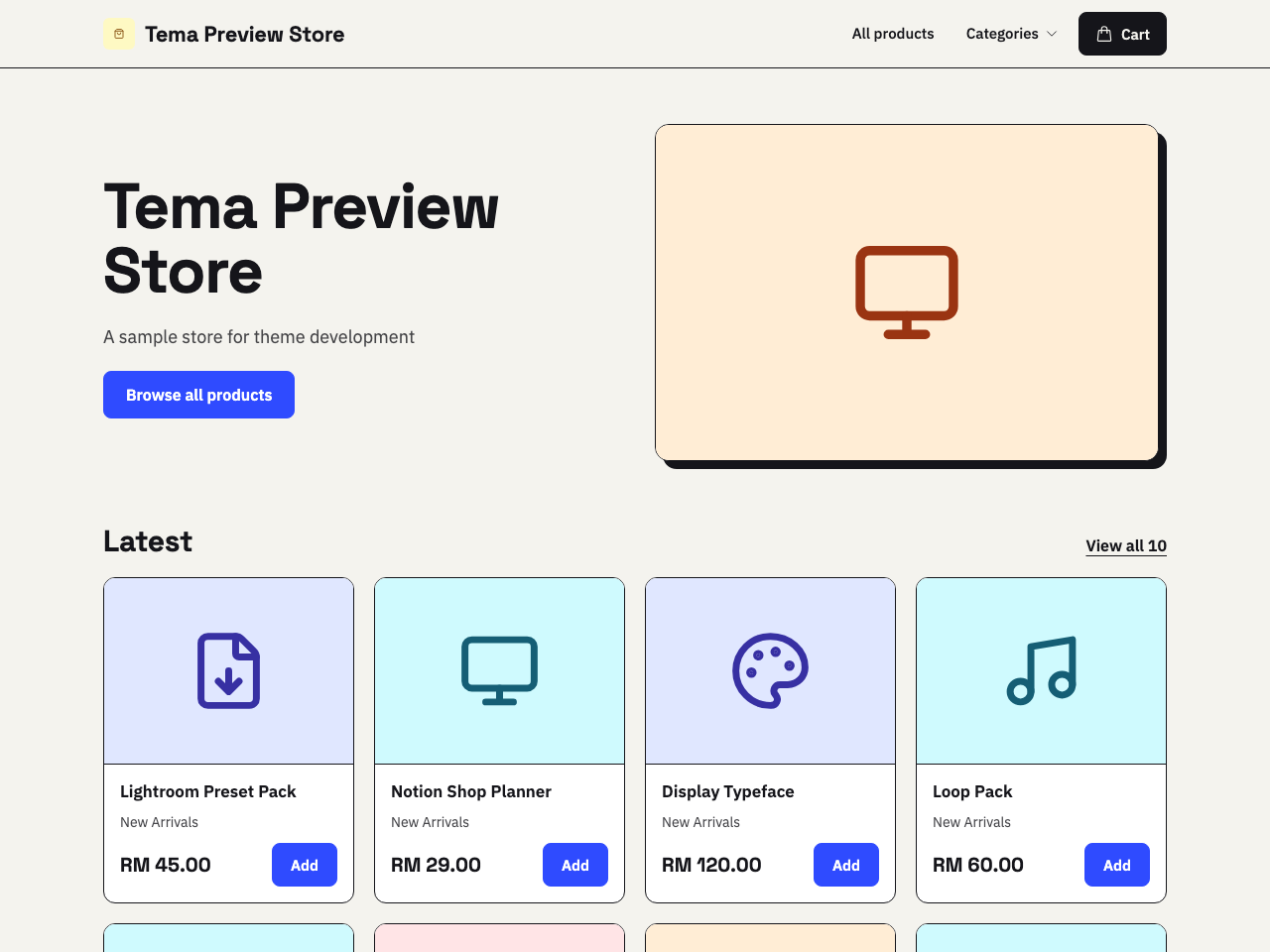 The Studio storefront template